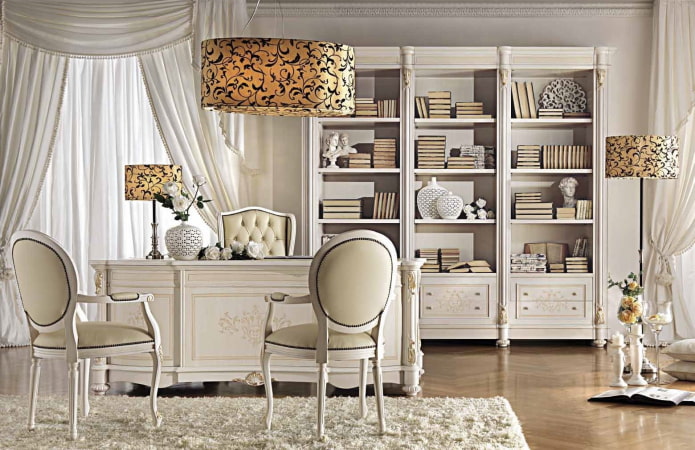 shelving structure in the interior in a classic style