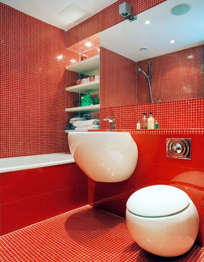 намештај за купатило у црвеним нијансама