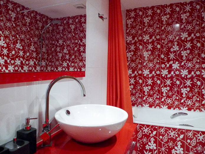 ตกแต่งห้องน้ำด้วยโทนสีแดง