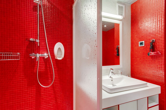red tiles in the bathroom