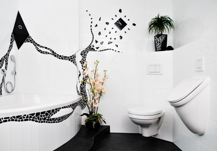 bathroom interior in black and white