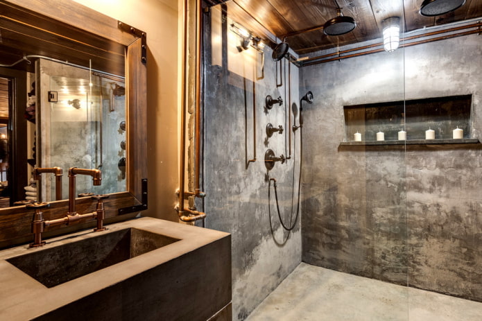 дизајн собе за туширање у стилу поткровља