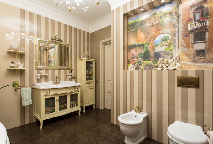 Fürdőszoba természetes barna árnyalatokkal