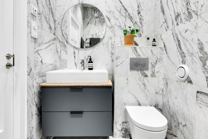 Skandináv stílusú márvány fürdőszoba