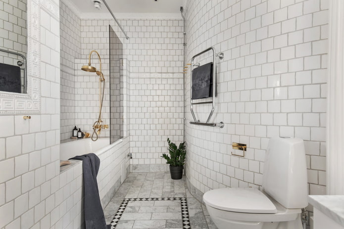 White tiles with black grout