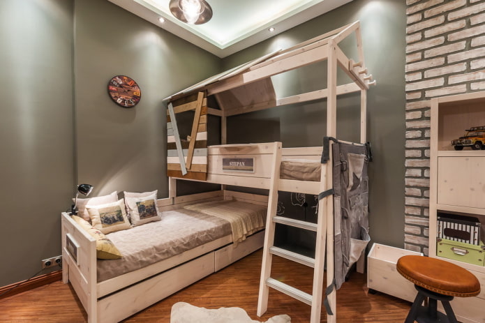 nursery for two boys in the loft style