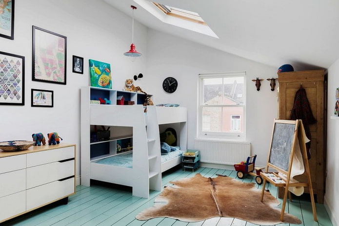 Kinderzimmer für zwei Jungen im skandinavischen Stil