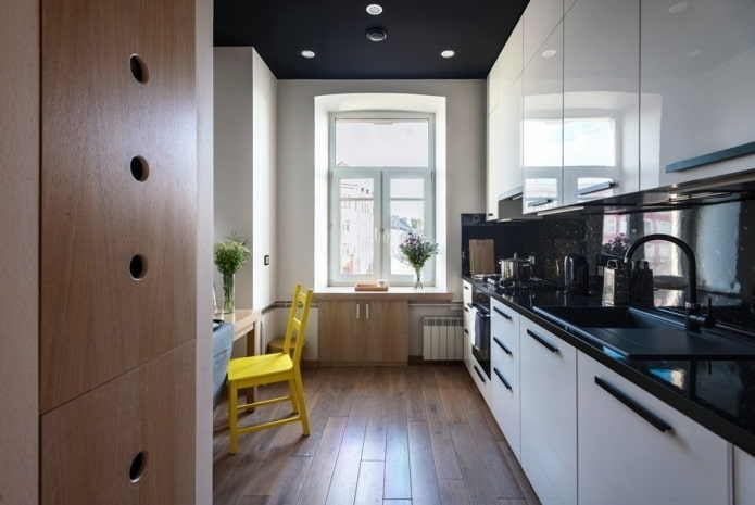 kitchen design in the interior of an apartment of 40 squares