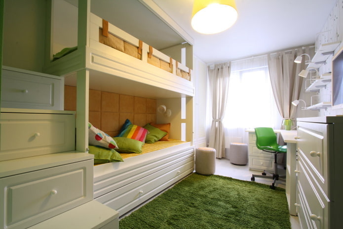 Entwurf eines Kinderzimmers im Inneren einer Wohnung von 40 Quadratmetern