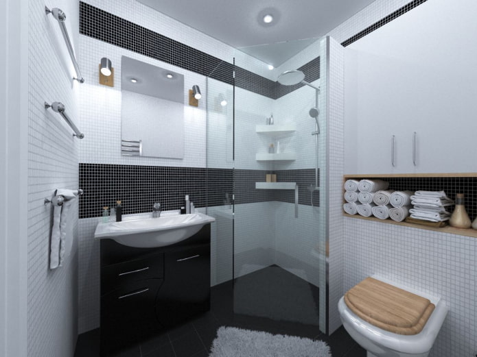 Badezimmereinrichtung in einer Wohnung von 50 Quadratmetern