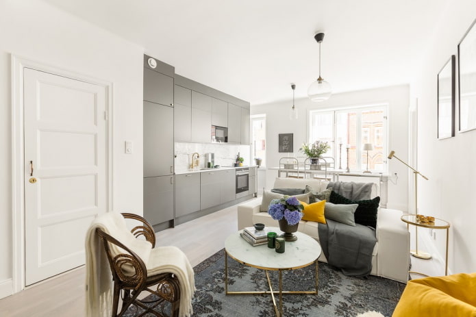the interior of the apartment is 50 squares in the Scandinavian style