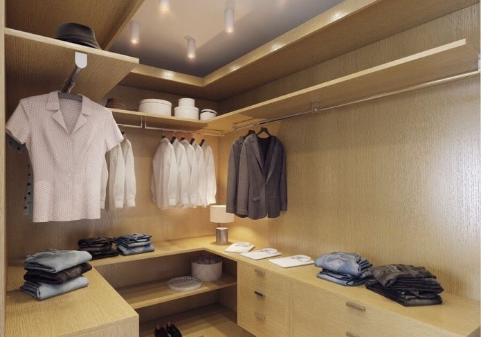 interior of a dressing room in an apartment of 50 squares