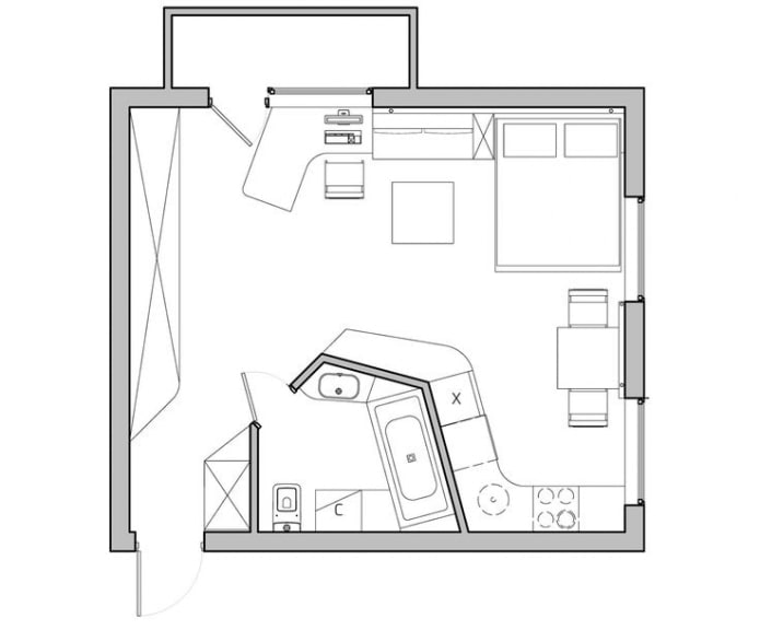 layout ng apartment 36 mga parisukat