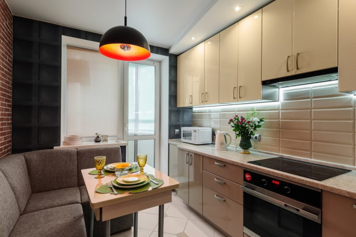 kitchen design in an apartment of 35 squares