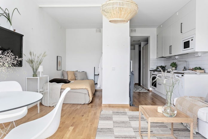 35 négyzetméteres apartman skandináv stílusban