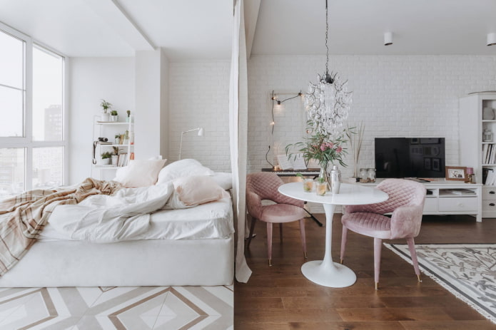 Delicate bedroom-living room