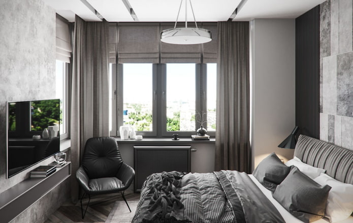 bedroom design in the interior of an apartment of 45 squares
