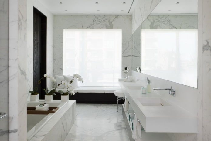 дизајн ентеријера купатила у белим бојама