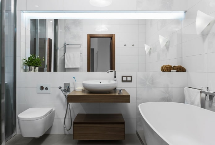 bathroom in white tones in a modern style