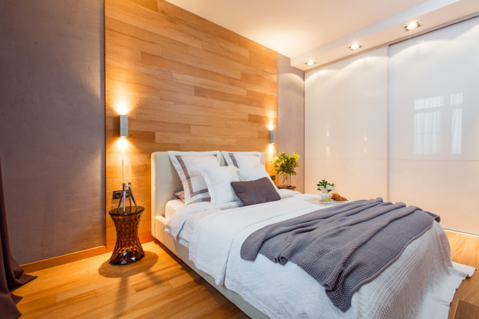 Schlafzimmerdesign im Inneren einer Wohnung von 70 Quadratmetern