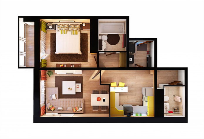 layout ng apartment 70 mga parisukat