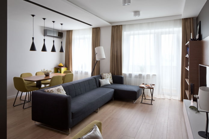 interior design of an apartment of 70 squares