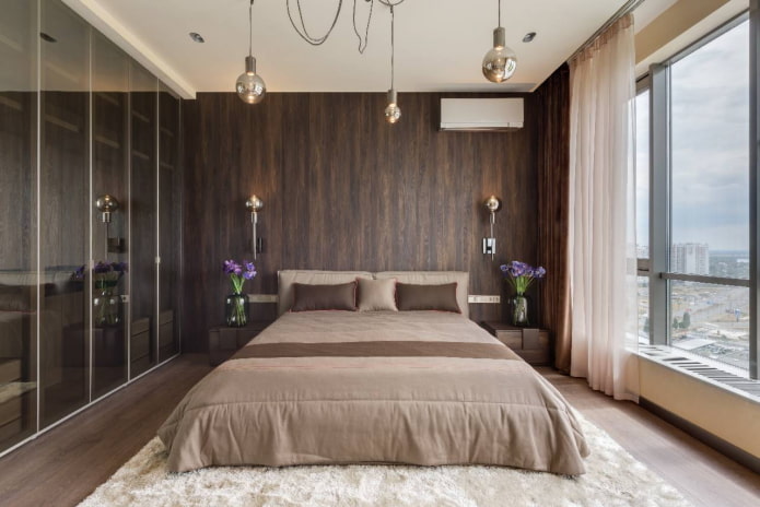 Schlafzimmerdesign im Inneren einer Wohnung von 100 Quadratmetern