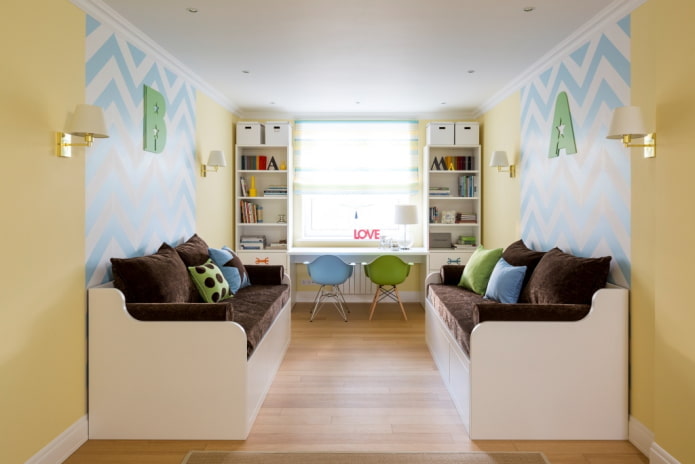 Entwurf eines Kinderzimmers im Inneren einer Wohnung von 100 Quadratmetern