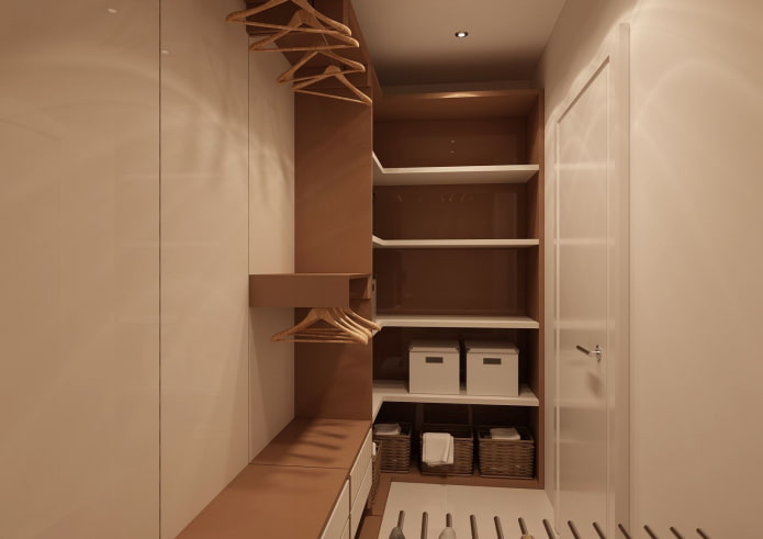 Ankleidezimmer-Design im Inneren einer Wohnung von 100 Plätzen
