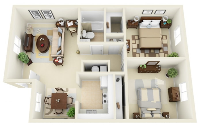 layout of an apartment of 100 squares
