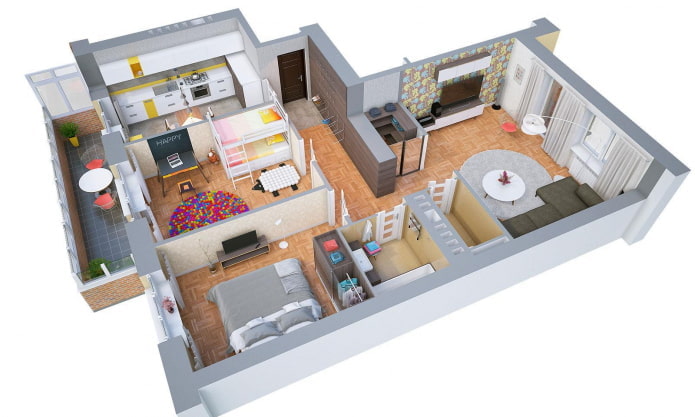 Grundriss einer Wohnung von 100 Plätzen