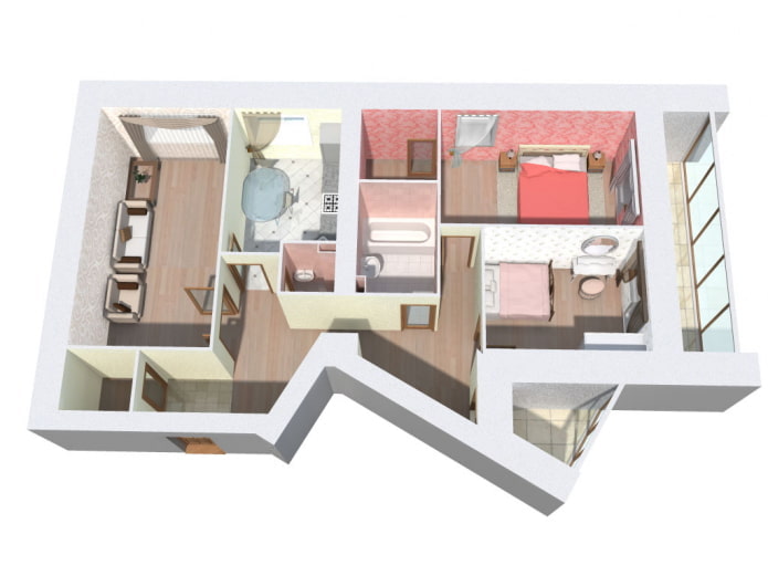 Grundriss einer Wohnung von 100 Plätzen