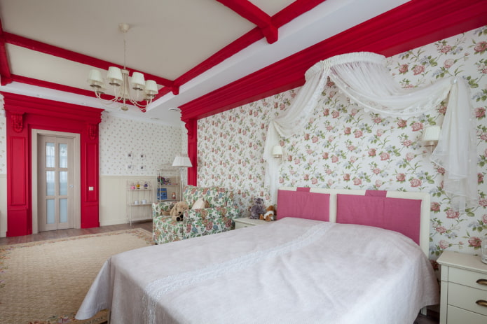 design of a large bedroom for a teenage girl