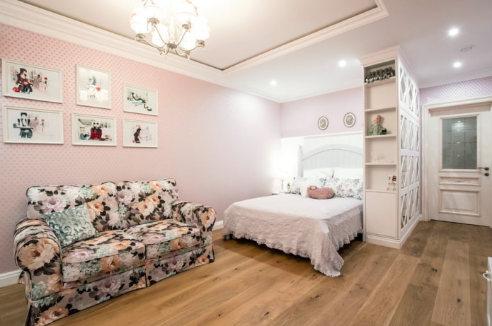hálószoba egy tizenéves lány számára, Provence stílusában