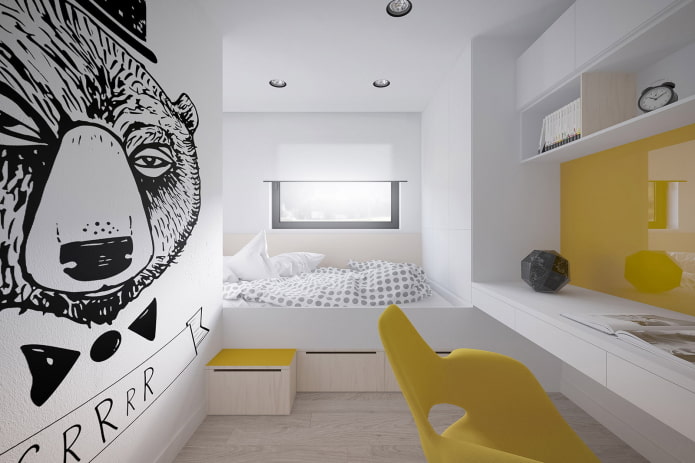 bedroom for teenage girl in high-tech style