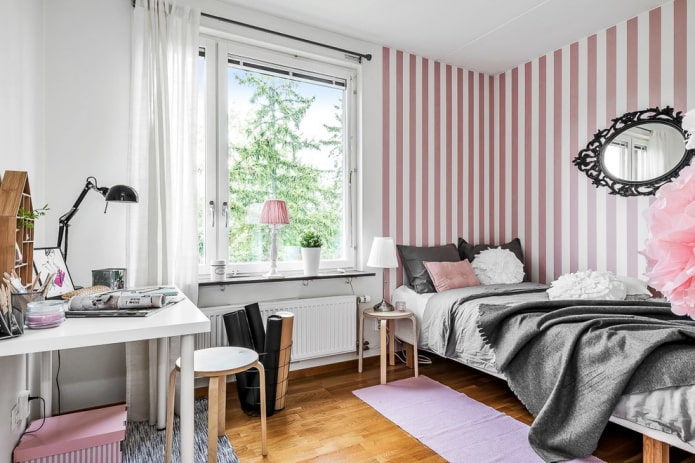bedroom for teenage girl in scandinavian style