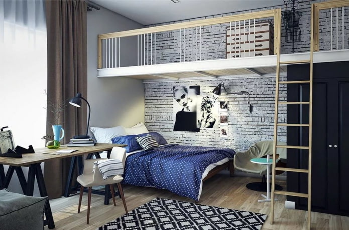 Schlafzimmer für Teenager im Loft-Stil
