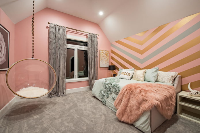 Dachboden-Schlafzimmer-Design für Teenager-Mädchen