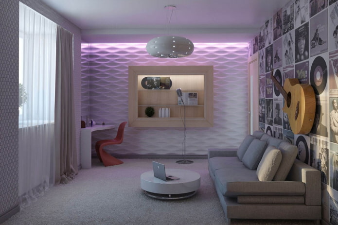 bedroom for teenage girl in high-tech style
