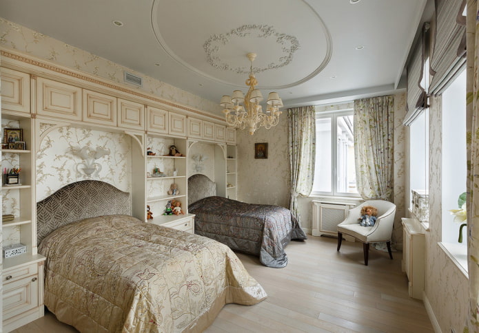 bedroom for two girls in a classic style