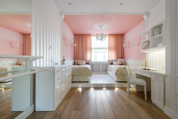 bedroom zoning for two girls