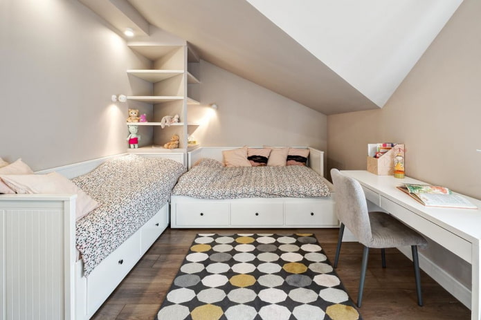 attic bedroom layout for two girls