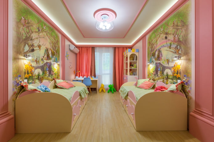 дизајн спаваће собе за две девојчице предшколског узраста