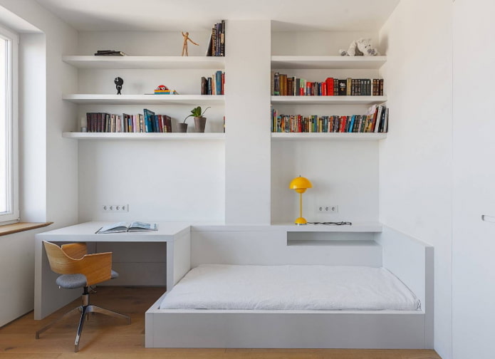 Schlafzimmer für einen Teenager im Stil des Minimalismus
