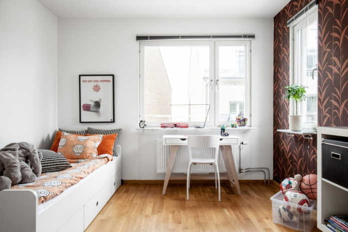 Schlafzimmer für einen Teenager im skandinavischen Stil