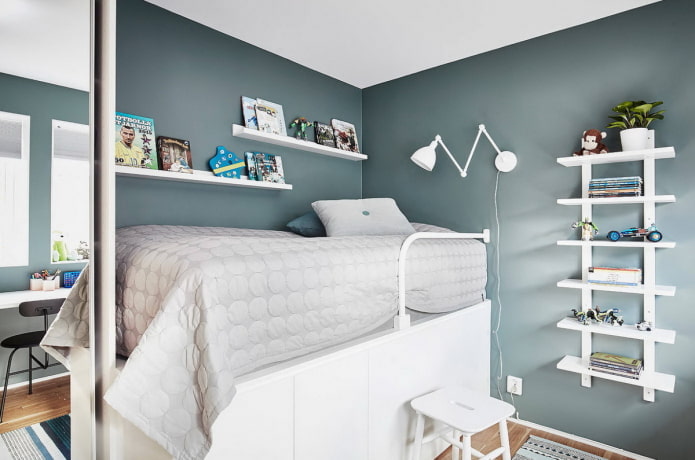 bedroom for a teenage boy in scandinavian style