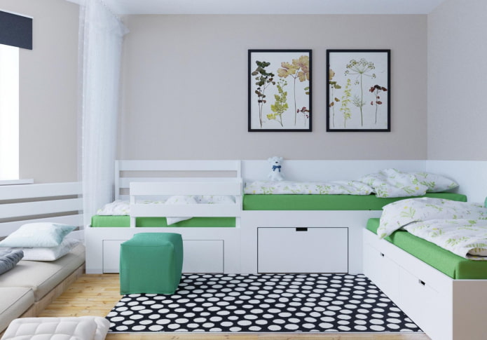 bedroom design for three children of different ages