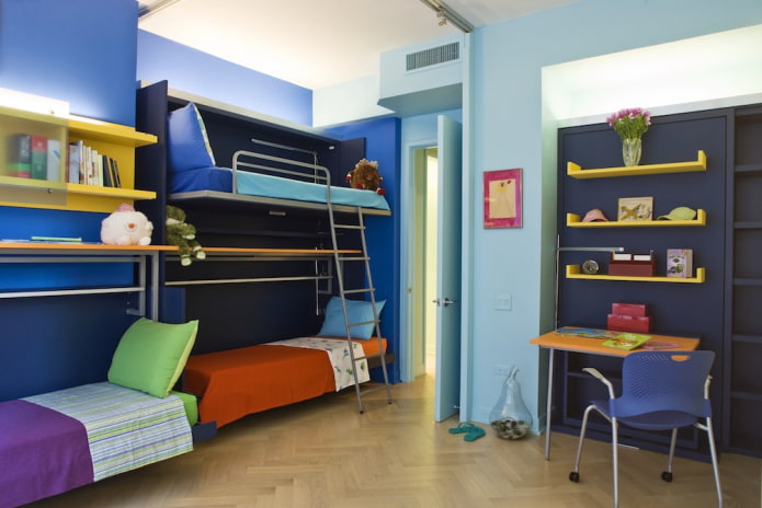 дизајн собе за троје деце различитог пола