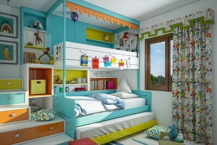 дизајн собе за троје деце различитог пола