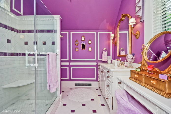 purple ceiling and walls